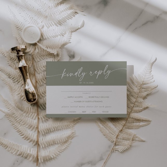 Boho Moda Sage Green Menu Choice RSVP Card (Subido por el creador)