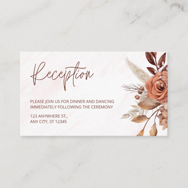 Boho Moda Terracotta Fall Wedding Recepción (Anverso)