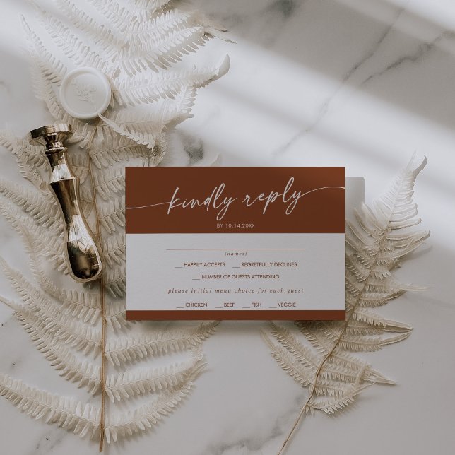 Boho Moda Terracotta Menú Elección Tarjeta RSVP (Subido por el creador)