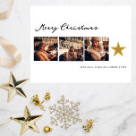 Boho moderno Feliz Navidad 3 Collage de fotos<br><div class="desc">Este diseño minimalista, elegante y divertido presenta tres de tus fotos favoritas en forma cuadrada, con un saludo de Feliz Navidad en un guión moderno y boho arriba y tu nombre en una tipografía simple y moderna debajo. La carta está decorada por una falsa estrella dorada. Su sencillo diseño en...</div>
