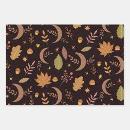 Boho Moon con patrón de hojas de otoño