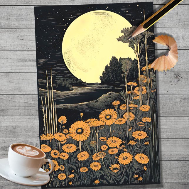 Boho Moon y Flores 2 Papel de desconchado (Subido por el creador)