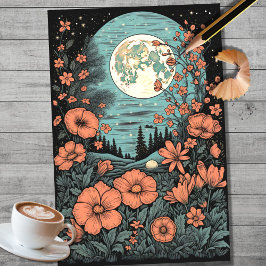 Boho Moon y Flores 8 Papel de desconección
