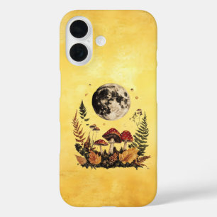 Boho Moon y Mushrooms iPhone 16 funda