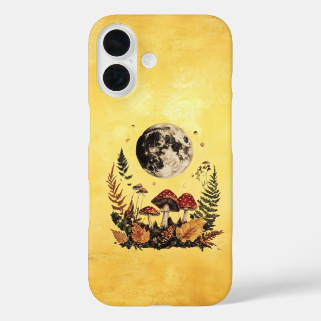 Boho Moon y Mushrooms iPhone 16 funda (Reverso )
