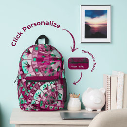 Boho Mosaic Tile Pink Berry - Mochila impresa