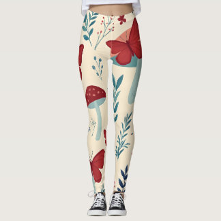 Boho Mushrooms & Butterflies Leggings