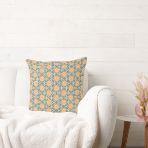 Boho, naranja geométrico y almohada azul de 20 pul