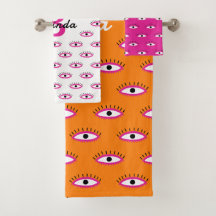 BOHO Naranja Quemado Patrón Ojo Malvado Monograma