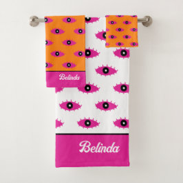 BOHO Naranja y nombre rosado de patrón Ojo malvado