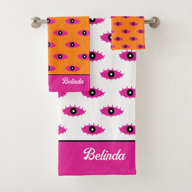 BOHO Naranja y nombre rosado de patrón Ojo malvado (In situ)