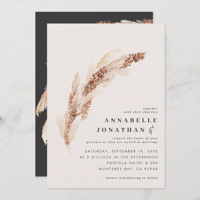 Boho natural pampas césped elegante boda (Anverso / Reverso)