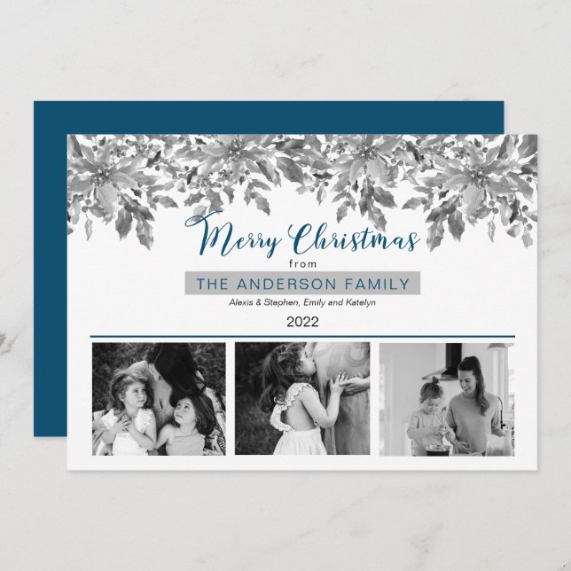 Boho Navidades Greenery Feliz Navidad 3 Foto (Anverso / Reverso)