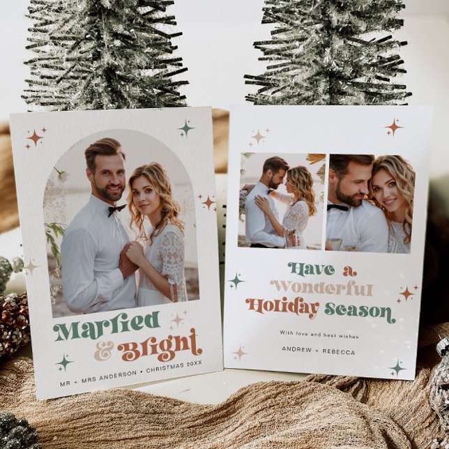 Boho Navidades recién casados tarjeta de fotos tar (Subido por el creador)