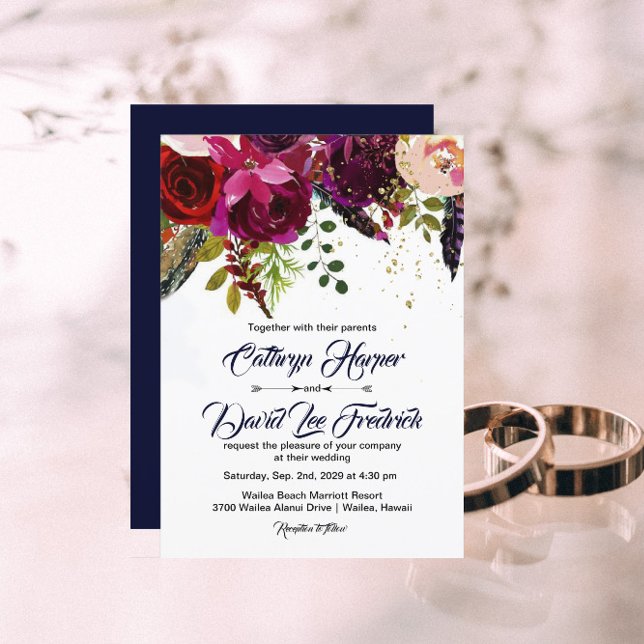 Boho Negrita Invitación a la Boda Floral de la Mar (Subido por el creador)