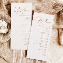 Boho Neutral Champagne Wedding Menu