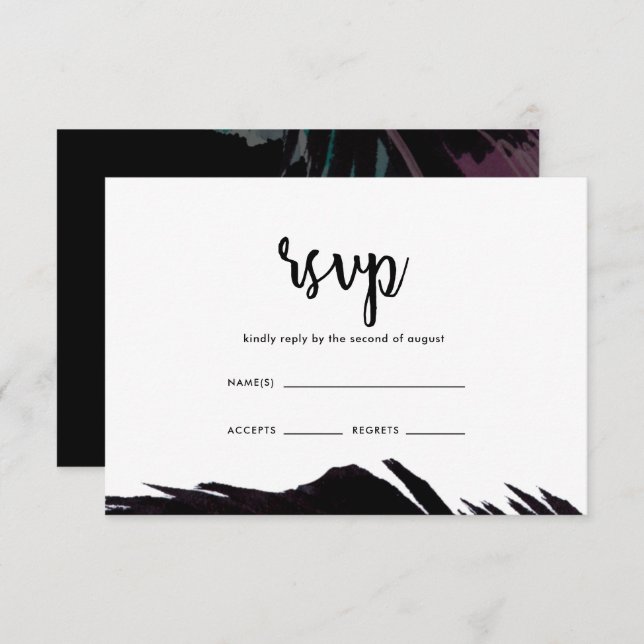 Boho Nights Black con Feather Wedding RSVP (Anverso / Reverso)