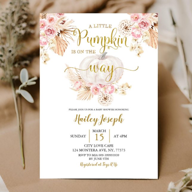 Boho Nuestra Pequeña Calabaza Bebé Invitación a la (Subido por el creador)