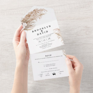 Boho Orchard Pampas Grass en una sola invitación