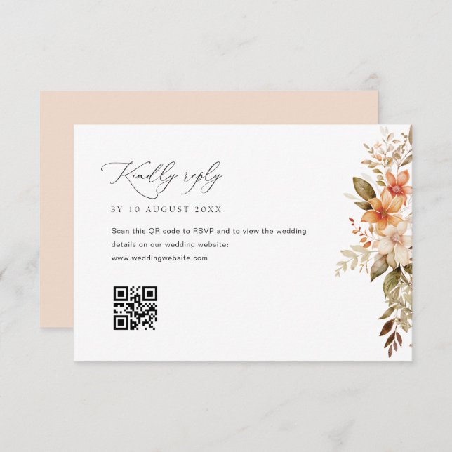 boho otoño fall florals bodas tarjeta RSVP (Anverso / Reverso)