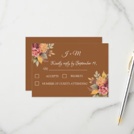 Boho otoño Floral Terracotta Wedding RSVP