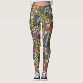 boho otoño leggings verde azuladas