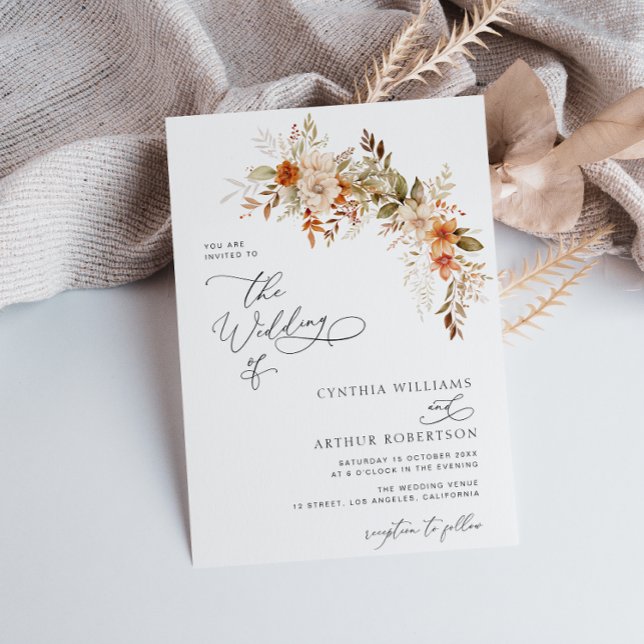 boho otoño otoño florals boda Invitación (Subido por el creador)