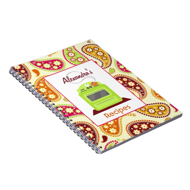 Boho Paisley y cuaderno retro de la receta de la (Lado Derecho)