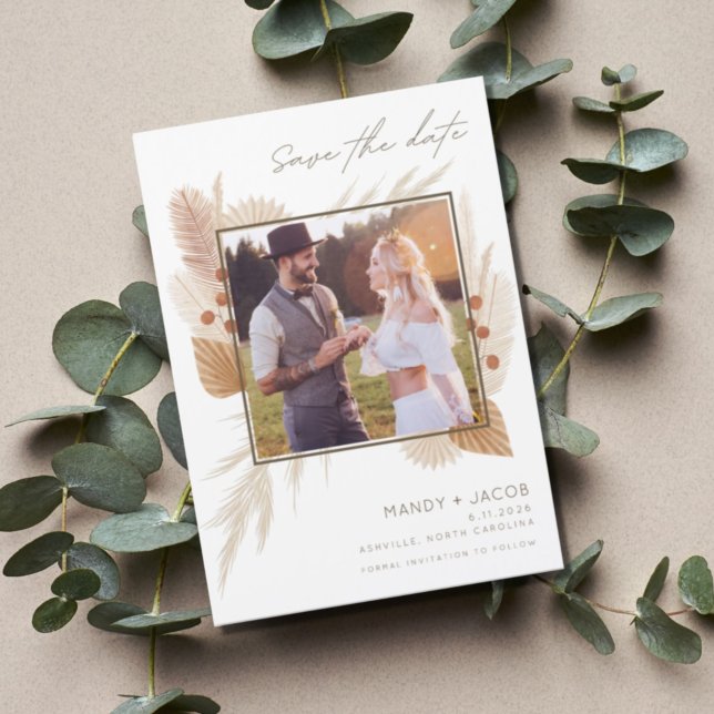 Boho Pampas Boda De Foto De Grass Save The Date (Subido por el creador)