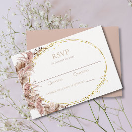 Boho Pampas Boda de Grass Tarjeta RSVP Sin Comida