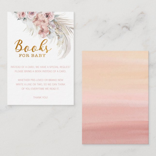 Boho Pampas Books para el Chica de tarjetas para b (Anverso / Reverso)