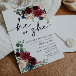 Boho Pampas Él o ella género revelan invitación