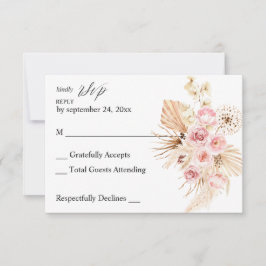 Boho Pampas Floral Rosa y Beige Grass no Meal RSVP