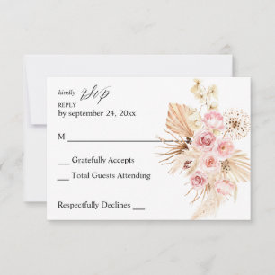 Boho Pampas Floral Rosa y Beige Grass no Meal RSVP