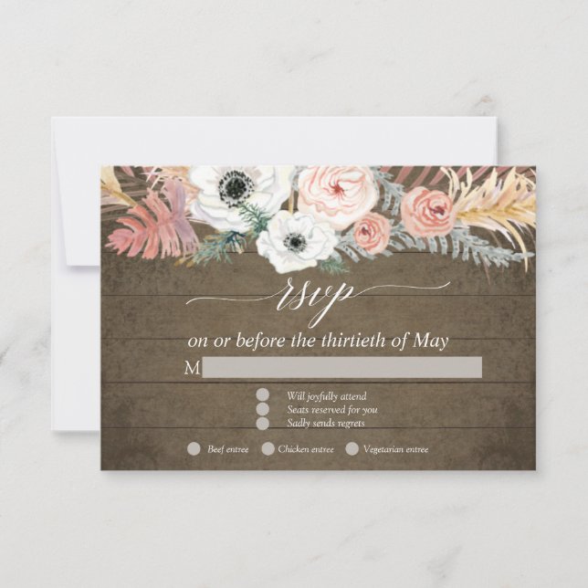 Boho Pampas Grasa Foliage Floral Tropical RSVP (Anverso)