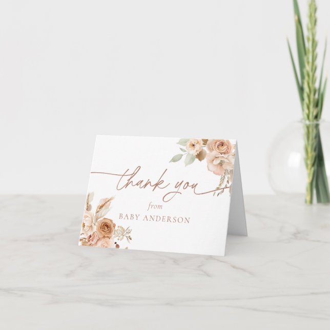 Boho Pampas Grass Agradecimiento Baby Shower (Anverso)