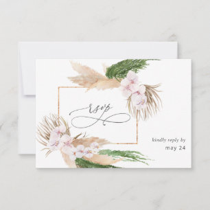 Boho Pampas Grass Beach w Meal RSVP Card