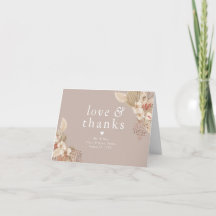 Boho Pampas Grass Boda Gracias Tarjeta plegada