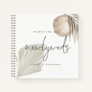 Boho Pampas Grass Newlyweds Boda invitado libro