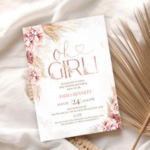 Boho Pampas Grass Oh Chica Invitación a Baby Showe