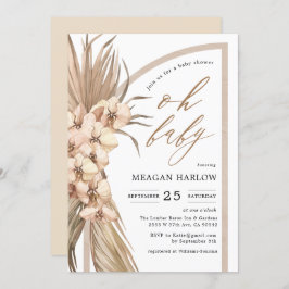 Boho Pampas Grass Oh Invitación de Baby Shower