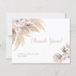 Boho Pampas Grass Tarjeta de agradecimiento