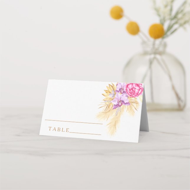 Boho pampas hierba - tarjetas de plaza boda (Anverso)