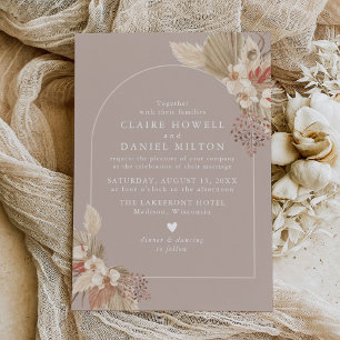 Boho Pampas Invitación a la Boda Neutral de Grass