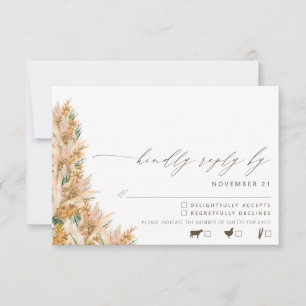 Boho Pampas moderno Boda de Grass Wedding RSVP