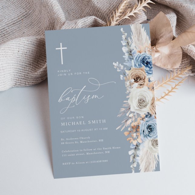 boho pampas polvorienta invitación al bautismo flo (Subido por el creador)