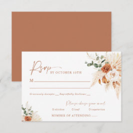 Boho Pampas Terracotta Wedding Tarjeta RSVP LEYLA