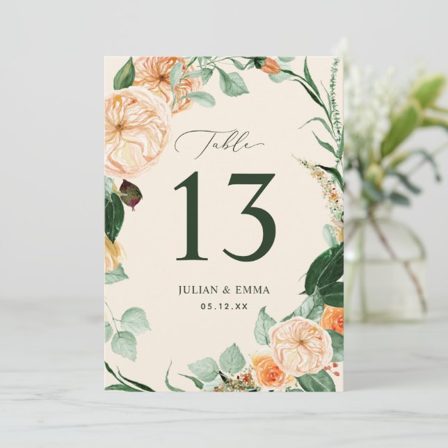 Boho Pastel Botánico Peach Greenery Personalizado  (Anverso de pie)