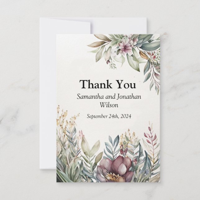 BOHO Pastel Colores Jardín Boda Gracias Tarjeta (Anverso)