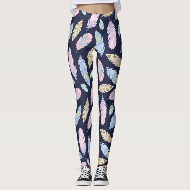 Boho Pastel Feathers Leggings (Anverso)